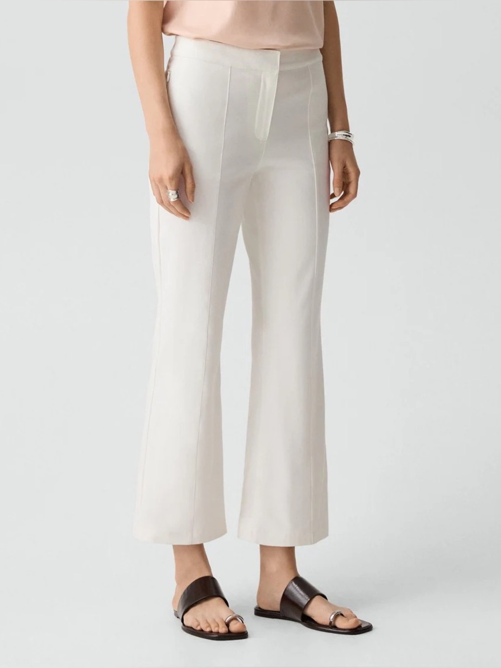 Febe Theory White Straight-Leg Dress Pants